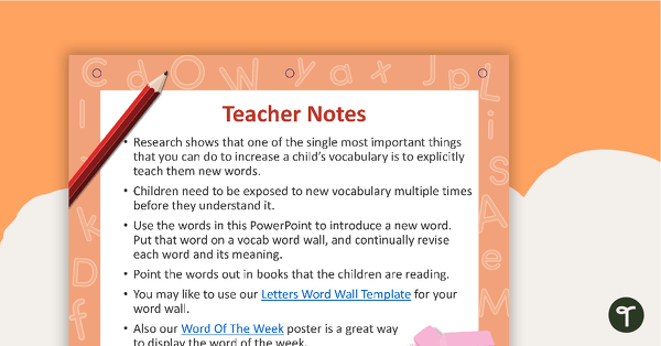 Word of the Week Flip Book - Grade 1 teaching resource