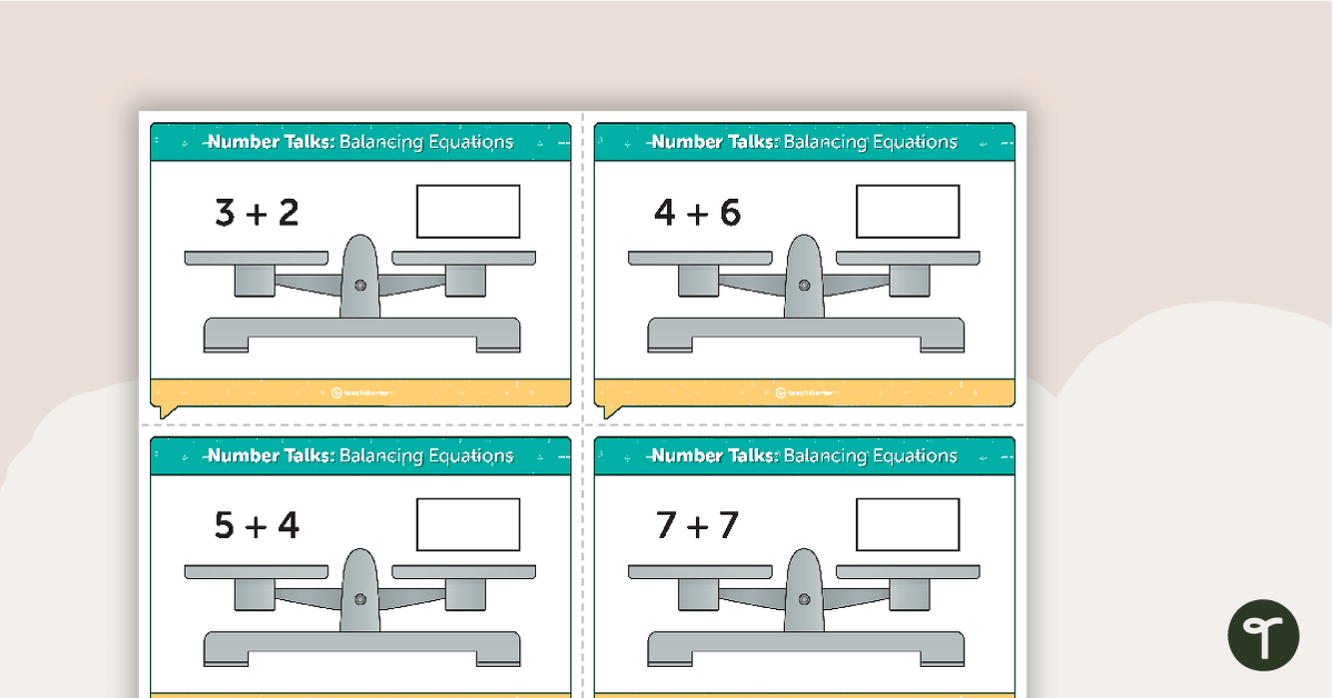 Number Talks - Balancing Equations Task Cards teaching resource