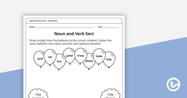 Noun and Verb Sort – Worksheet teaching resource