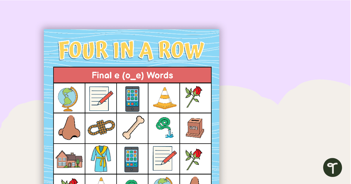 Four in a Row Game - o_e Words teaching resource