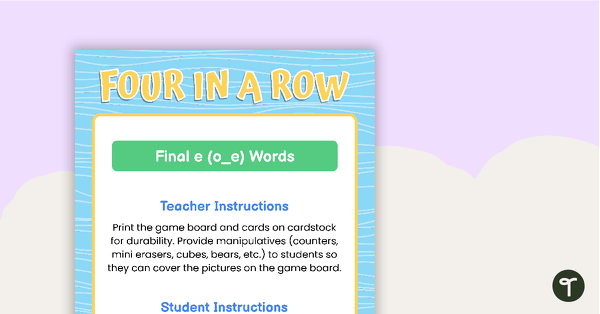 Four in a Row Game - o_e Words teaching resource