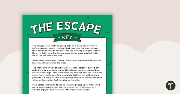 The Escape Key - Story and Task Cards teaching resource