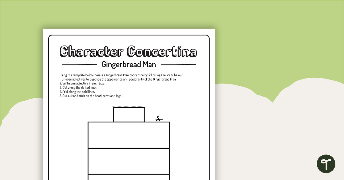Character Adjective Concertina Template - The Gingerbread Man teaching resource