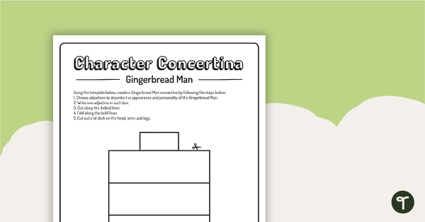 Go to Character Adjective Concertina Template - The Gingerbread Man teaching resource