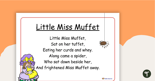 Little Miss Muffet Nursery Rhyme - Poster and Cut-Out Pages teaching resource