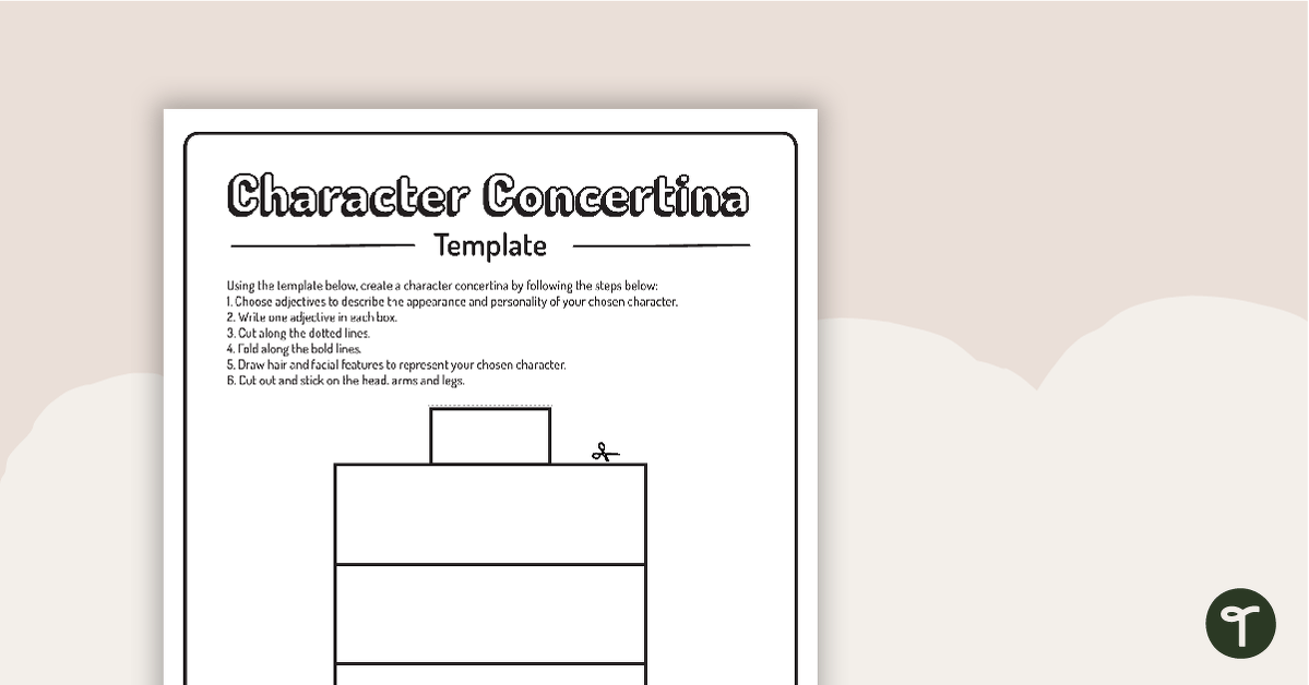 Character Adjective Concertina Template - Blank teaching resource
