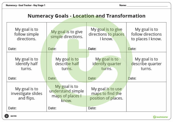 Goal Labels - Location and Transformation (Key Stage 1) teaching resource