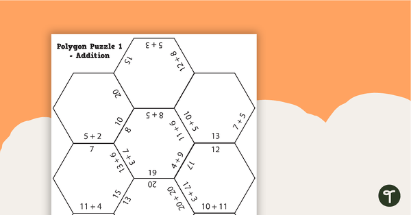Polygon Puzzles - Addition Worksheets with Answers teaching resource