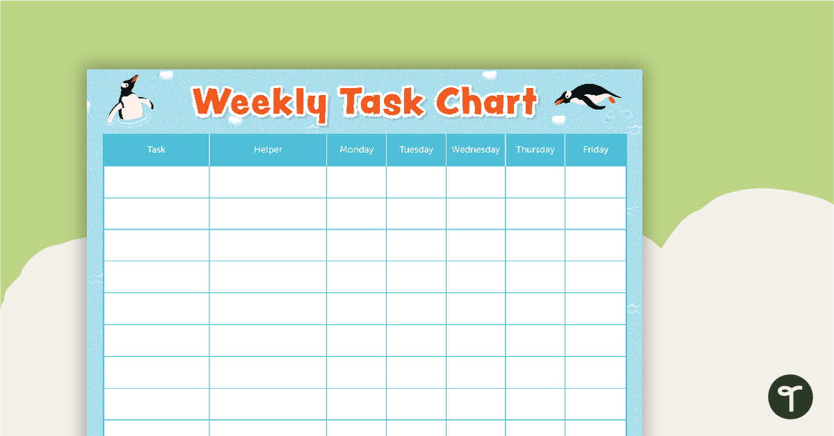 Penguins – Weekly Task Chart teaching resource