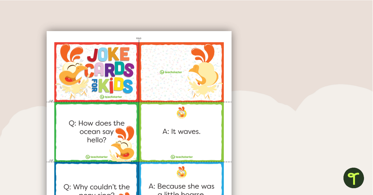 Preview image for Joke Cards for Kids - teaching resource