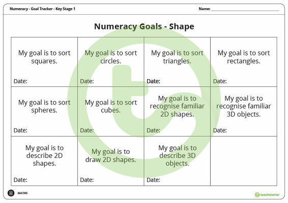 Goal Labels - Shape (Key Stage 1) teaching resource