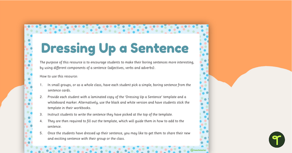 Preview image for Dressing Up A Sentence Activity - teaching resource