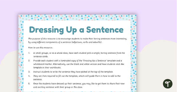 Dressing Up A Sentence Activity teaching resource