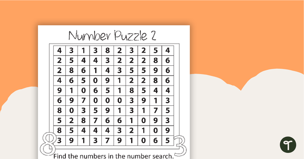 Number Wordsearch with Solution - 2 teaching resource