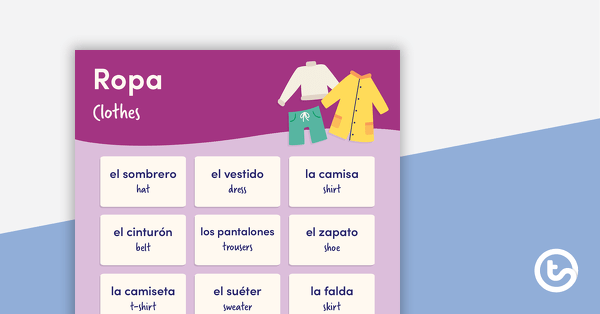 Go to Clothes - Spanish Language Poster teaching resource
