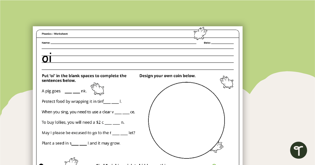 Digraph Worksheet - oi teaching resource