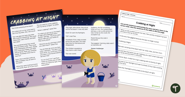 Crabbing at Night – Comprehension Worksheet teaching resource