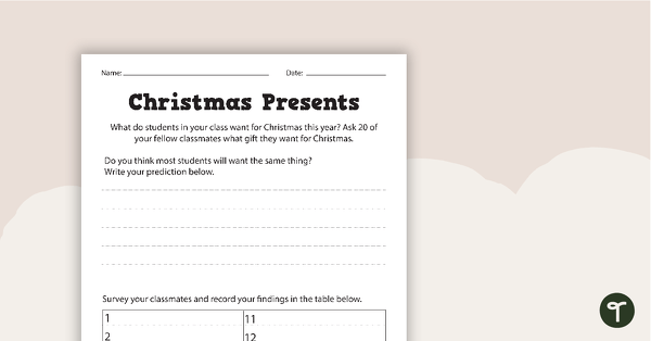 Christmas Presents Graphing Activity teaching resource