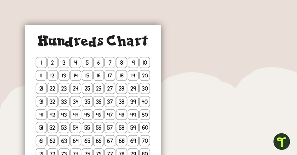 Hundreds Chart - Black and White Version teaching resource