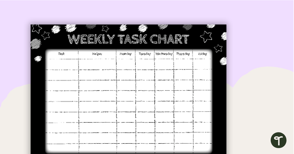 Funky Chalkboard BW - Weekly Task Chart teaching resource