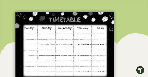 Go to Funky Chalkboard BW - Weekly Timetable teaching resource