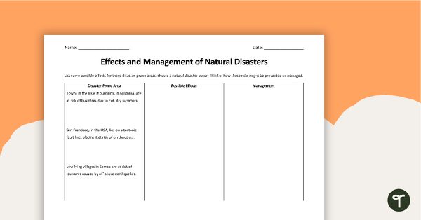 Go to Natural Disasters Effects and Management Worksheet teaching resource
