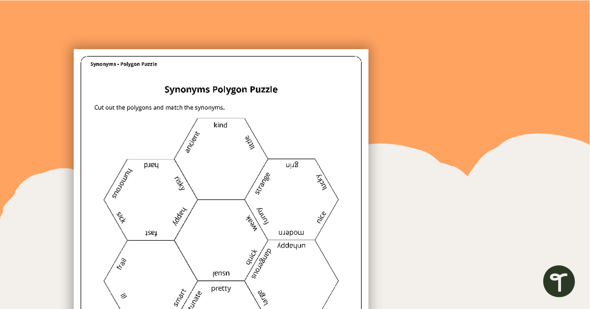 Synonyms Polygon Puzzle teaching resource