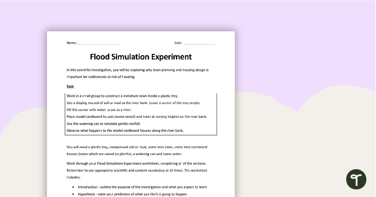 Natural Disasters - Flood Simulation Experiment teaching resource