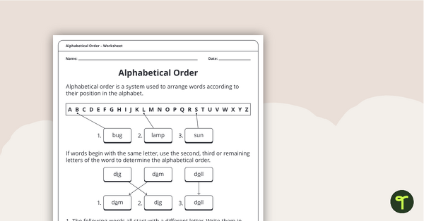 Go to Alphabetical Order Worksheet for Year 2 teaching resource