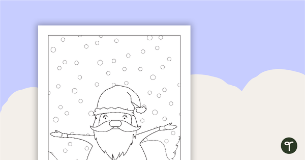 Santa at the Snow Colouring in Sheet teaching resource