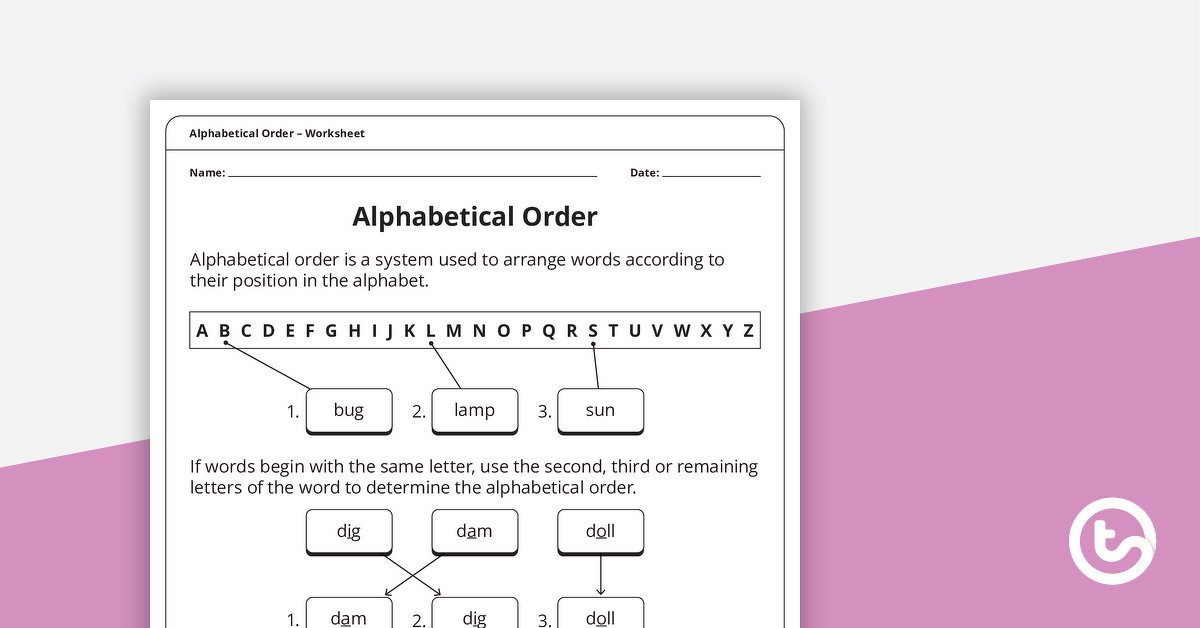 Alphabetical Order – Worksheet teaching resource