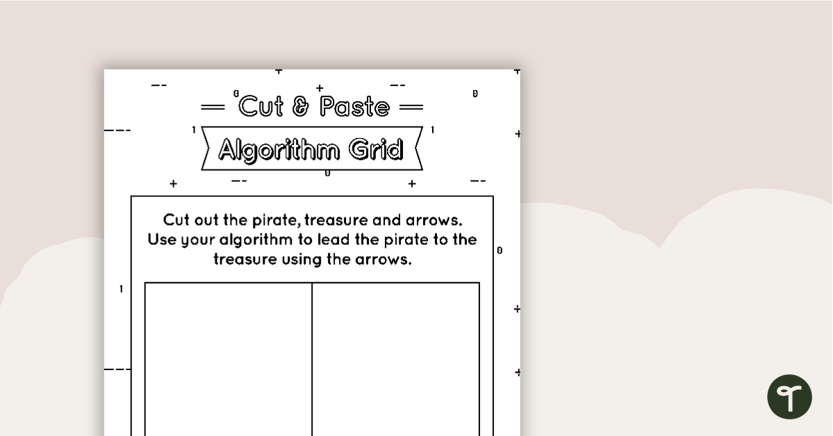 Cut and Paste Algorithm Grid - Black and White teaching resource