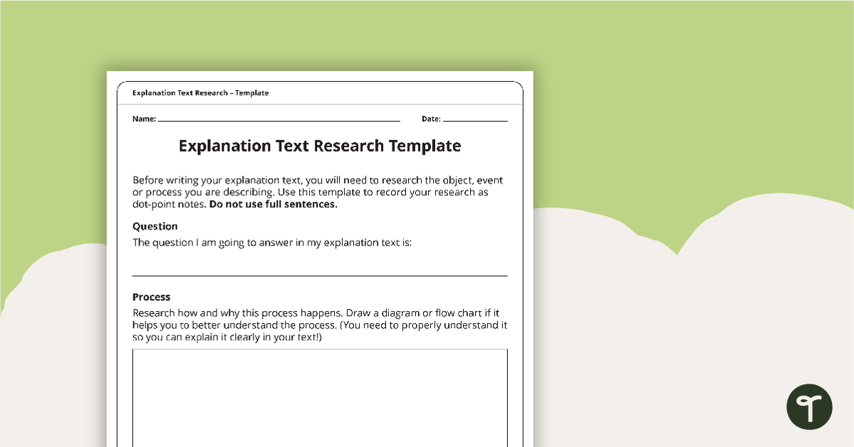 Explanation Text Research Template teaching resource