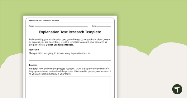 预览图像for Explanation Text Research Template - teaching resource
