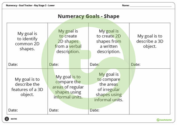 Goal Labels - Shape (Key Stage 2 - Lower) teaching resource