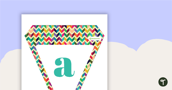 Bright Chevron - Letters and Numbers Pennant Banner teaching resource