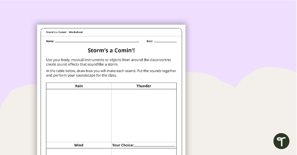 Storm's a Comin' - Worksheet teaching resource