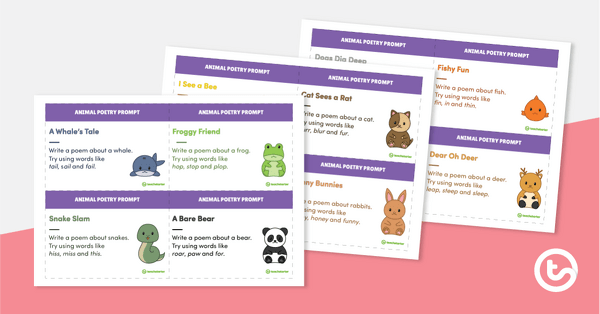 Preview image for Animal Poetry Prompts Task Cards - teaching resource