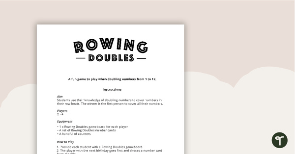 Rowing Doubles - Doubling Numbers Game teaching resource