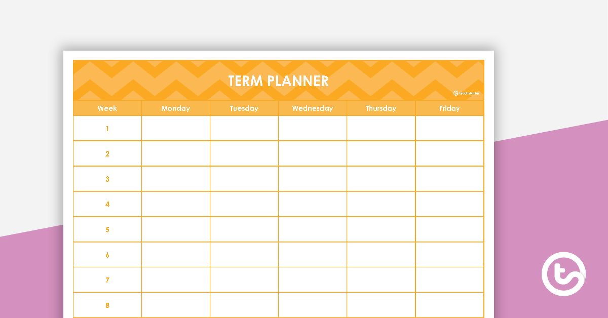 Editable Yellow Chevrons Themed 9, 10 and 11 Week Term Planners teaching resource