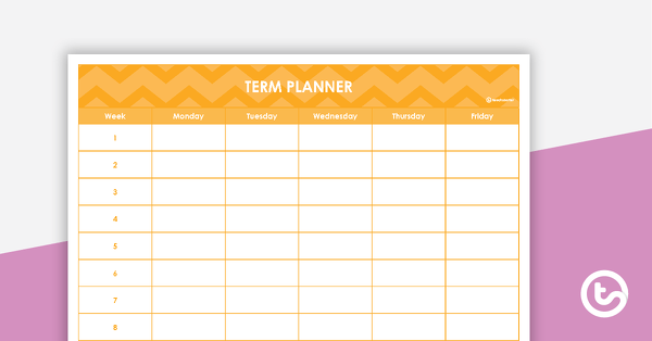 Preview image for Editable Yellow Chevrons Themed 9, 10 and 11 Week Term Planners - teaching resource