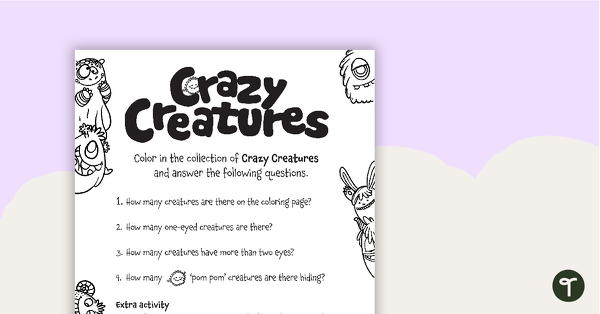 Preview image for Crazy Creatures – Counting Worksheet - teaching resource