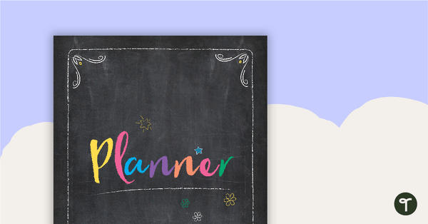 Go to Chalkboard-Themed Printable Teacher Planner - Front and Back Cover teaching resource