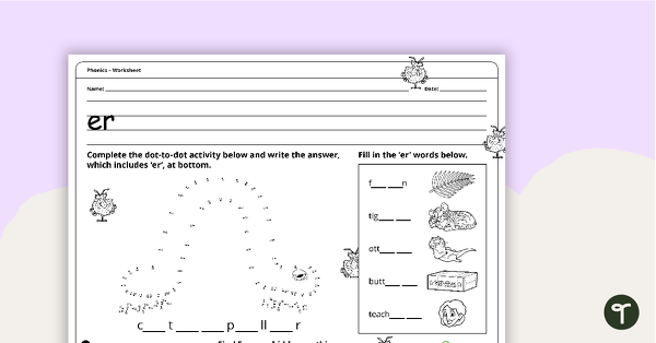 Go to Digraph Worksheet - er teaching resource