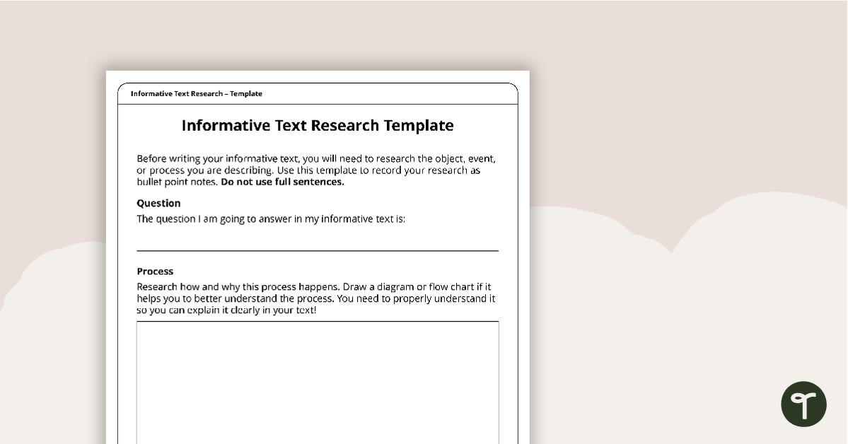 Informative Text Research Template teaching resource