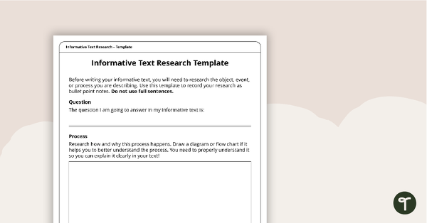 Preview image for Informative Text Research Template - teaching resource