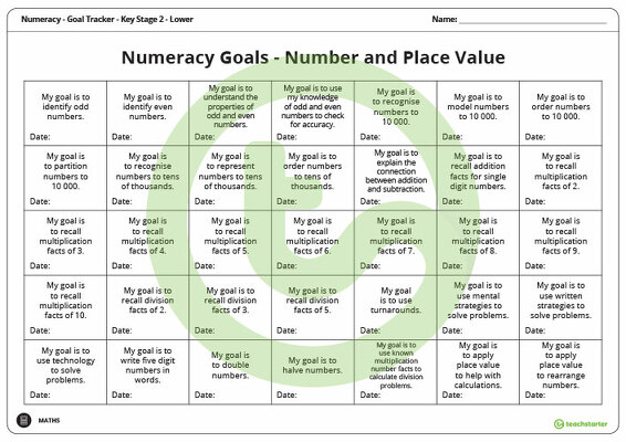 Goal Labels - Number and Place Value (Key Stage 2 - Lower) teaching resource
