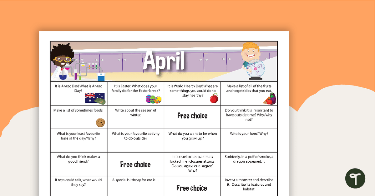 April Writing Prompts - Lower Primary teaching resource