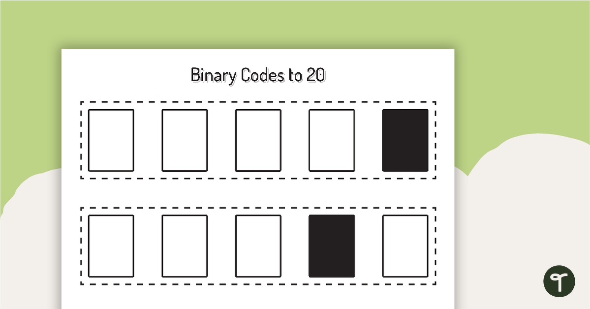 Binary Codes without Guide Dots to 20 Cards teaching resource