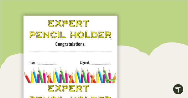 Expert Pencil Holder Award Certificate teaching resource